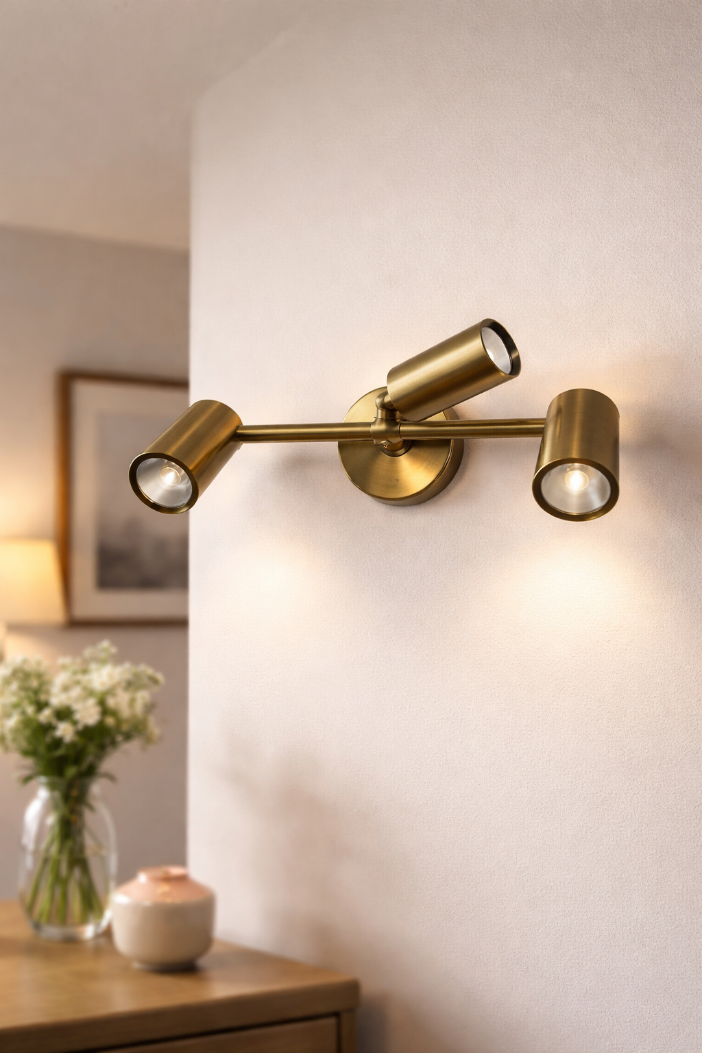 Eslitme Spotlight Wall Lamp White with 3 Spotlights GU10 Bulb Included