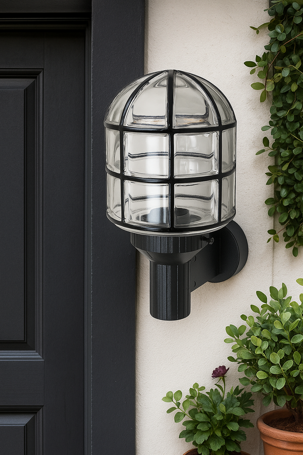 Outdoor Cage Glass Sconce