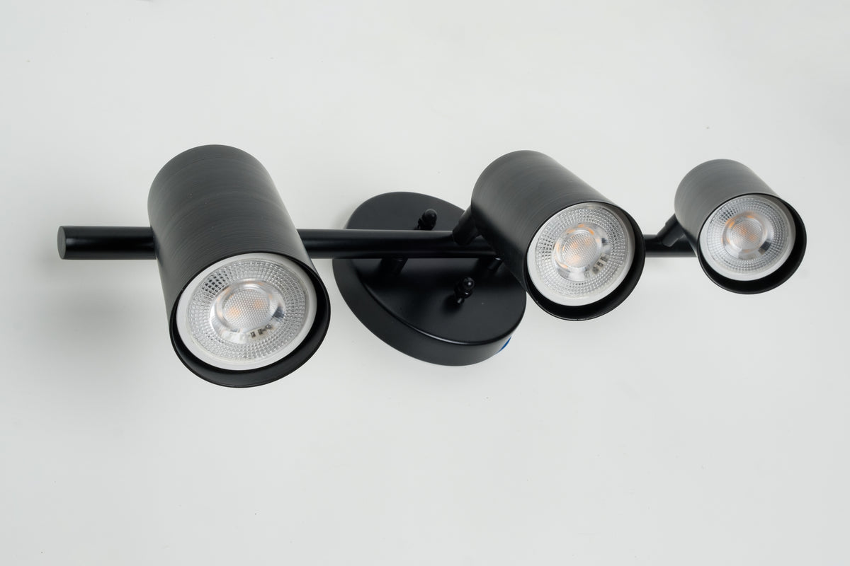 3 Spotlu GU10 Eskitme Aplik Siyah tel lighting Satın Al