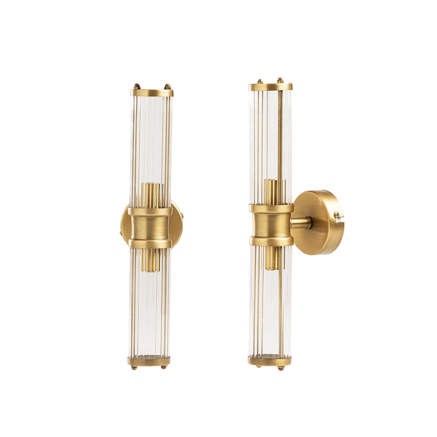 Up-Down Vertical Wall Sconce 2-Piece Set, Antique Bronze and Star Patterned Glass Lamp Pair