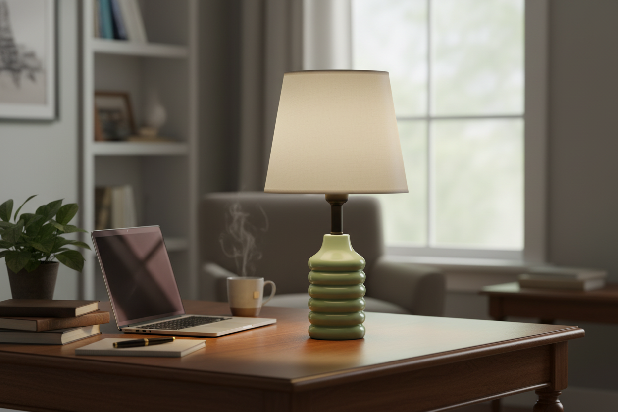 Masa lambası çalışma masasında home office ortamında