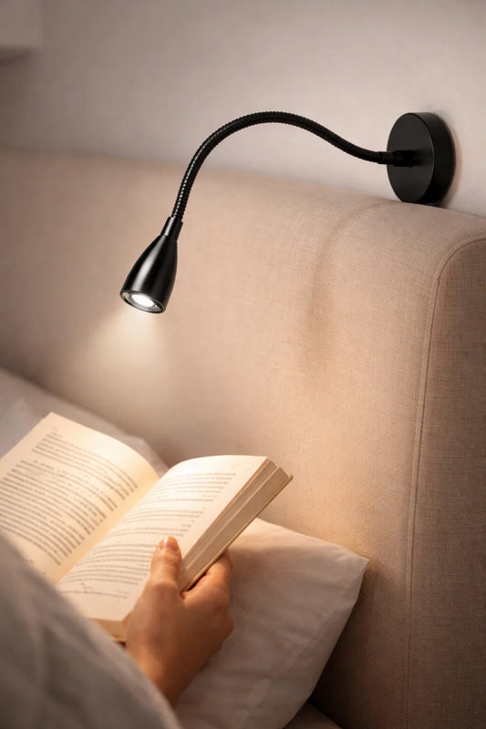 Spiral Yatakbaşı Okuma Aplik Siyah