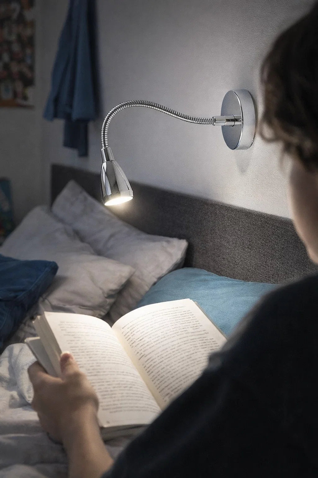 Spiral Yatakbaşı Okuma Aplik Krom