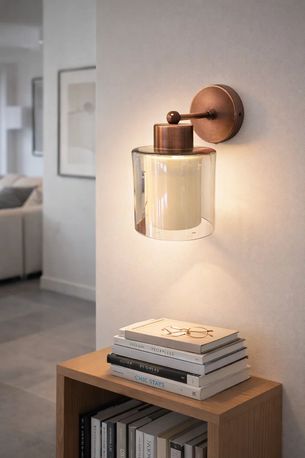 Double Glass Wall Sconce Antique Copper Antique