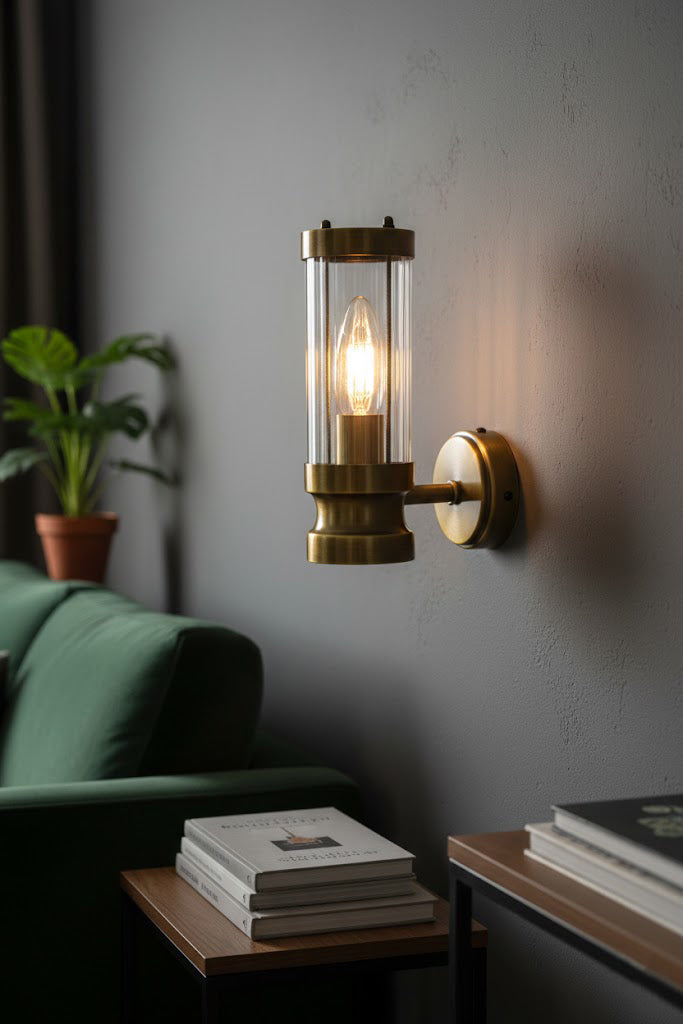 Star Glass Wall Sconce, Antique Bronze